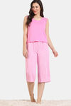 Zivame Summer Thyme Knit Cotton Capri Set - Begonia pink — thumbnail 2